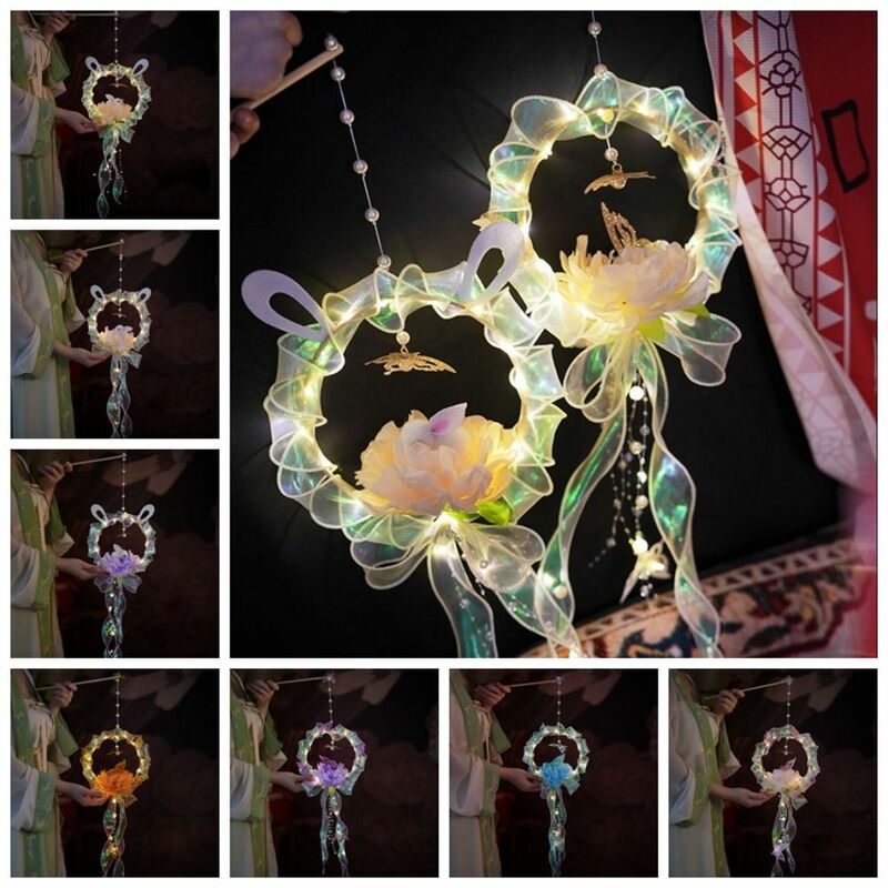 Handmade Mid-Autumn Lantern DIY Materials Blessings With LED Light Chinese Style Lantern Lamp Luminous Good Luck