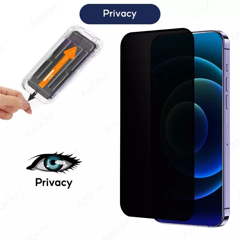 Vidrio templado de privacidad para iPhone, Protector de pantalla antipolvo, fácil de instalar, para modelos 14, 15 Plus, 13, 12, 11 Pro Max, 1-2 unidades