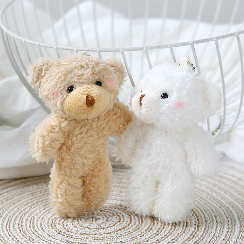 Lindo rubor oso de peluche juguetes de peluche de dibujos animados conejo conejito Animal muñecas de peluche llavero colgante niña pequeño regalo al por mayor, 12cm