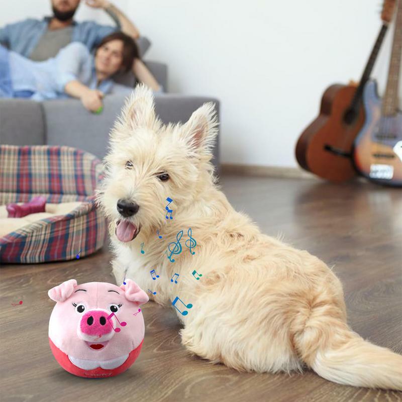 Auto Bounce Squeaky Toy Plush para Cães, Ativo, Porco em movimento, Macio, Bonito, Divertimento