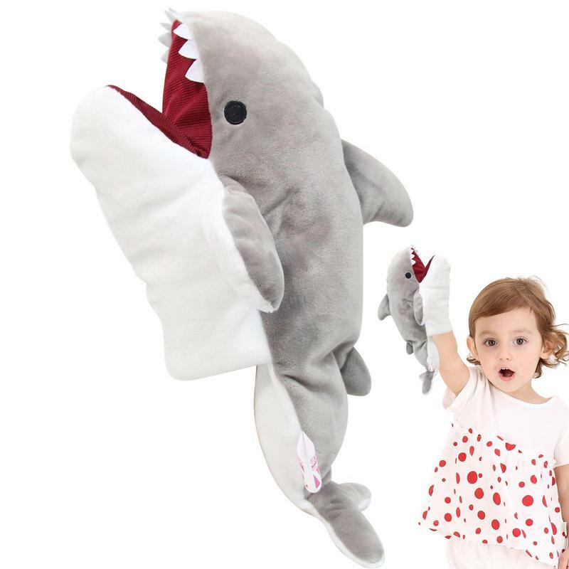 Marioneta de tiburón de peluche, juguete de mano de Animal oceánico, marionetas de felpa suaves, Animal de peluche, mano multifuncional, 34Cm