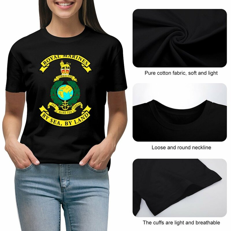 T-shirt Royal Marines para mulheres, camiseta de rock and roll feminina, moda coreana, roupas femininas