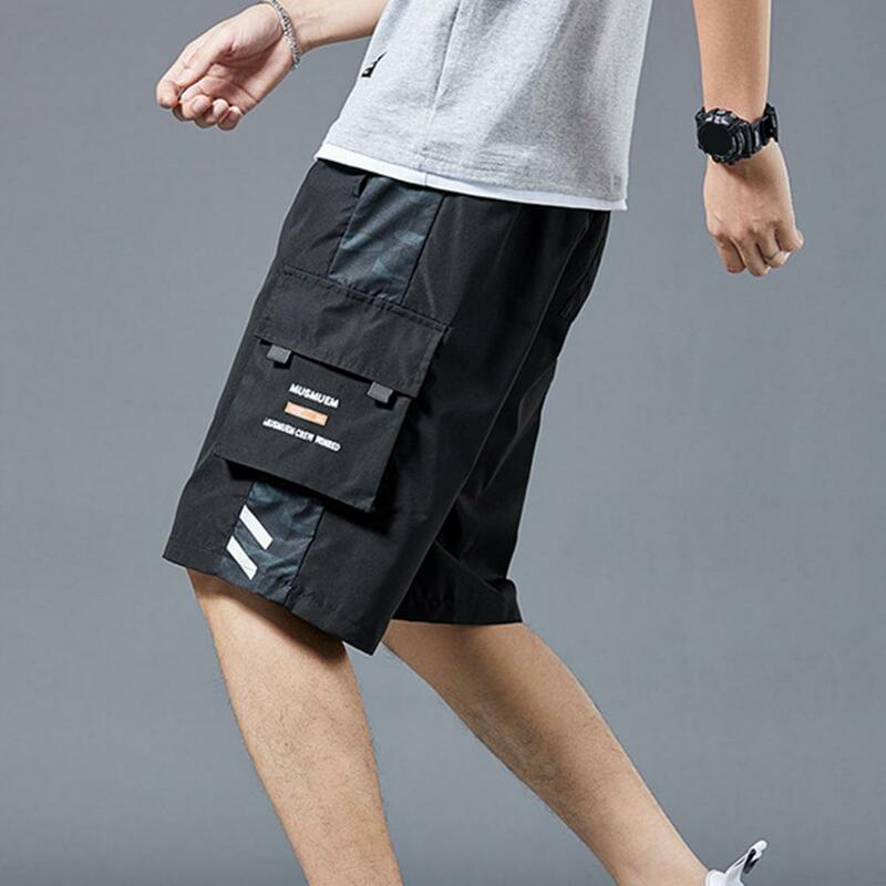 Fashion Letter Print Pockets Wide Leg Cargo Shorts for men Summer Loose Fitness Running Shorts Sportwear Male шорты мужские