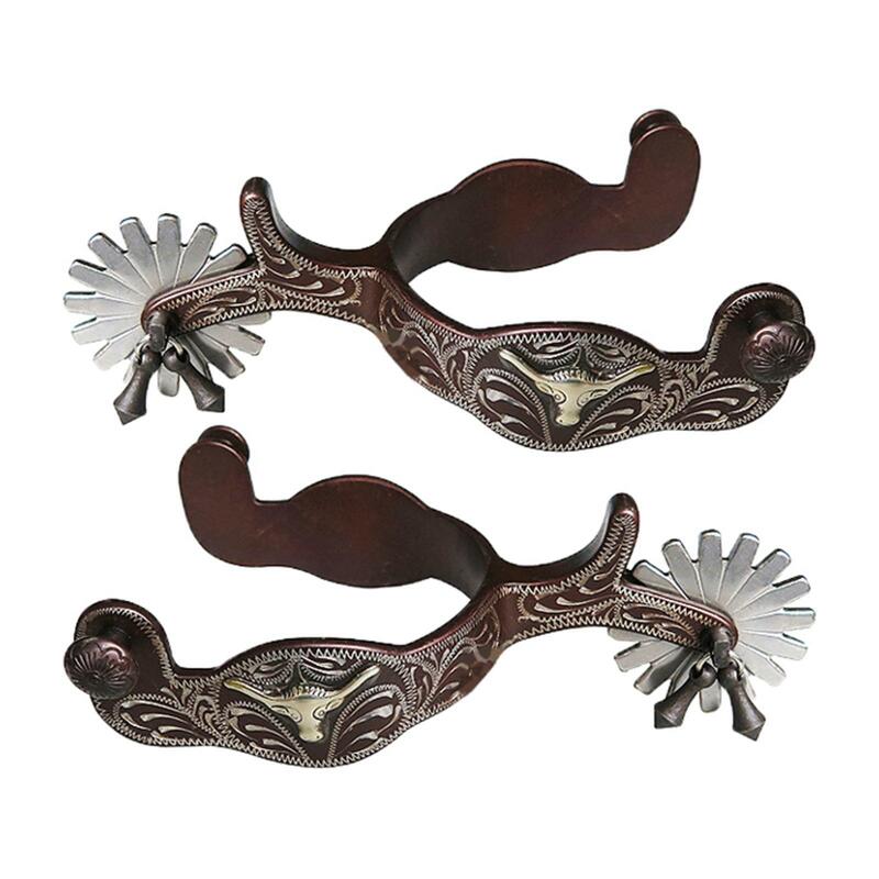 2 Pieces Horse Engraved Boots Western Style Spur Antique Horse Riding for Equestrian Training Equipments