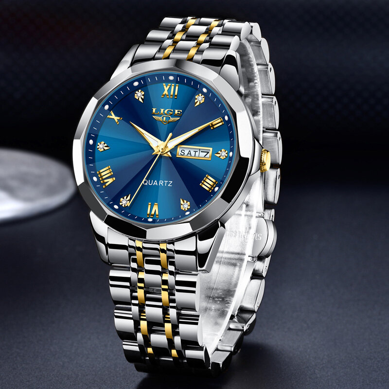 LIGE zegarek biznesowy dla mężczyzn odporne na wojny sportowe męskie zegarki topowy ekskluzywny zegarek męski prezent kwarcowy zegarek na rękę