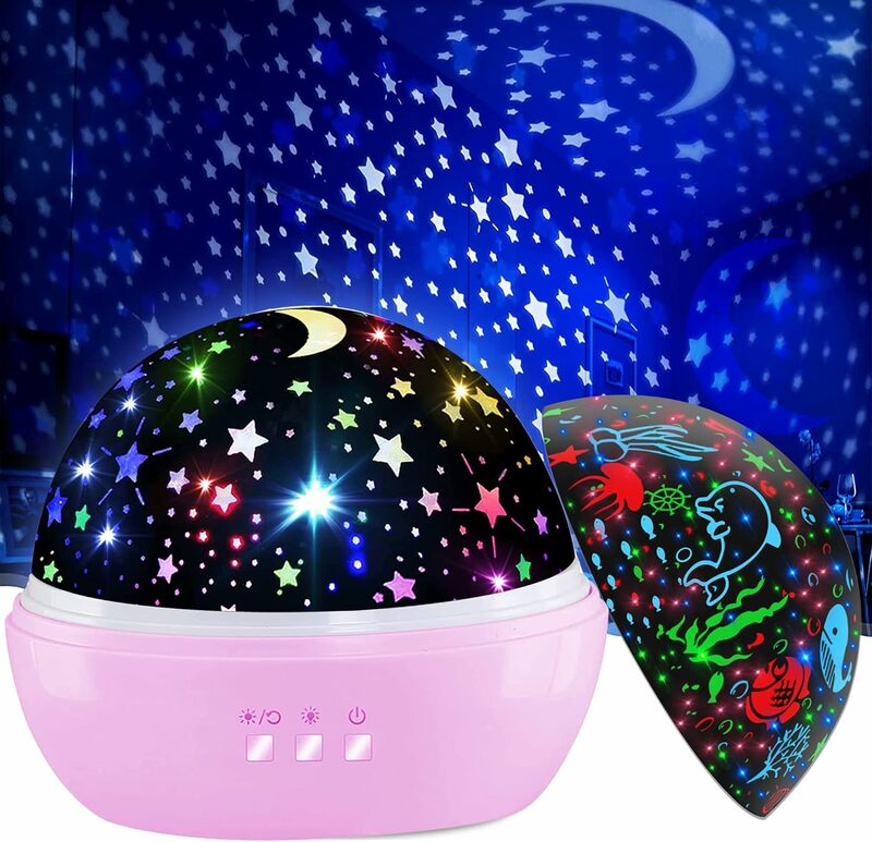 Girls Night Light,360° Rotating Starry Night Light Projector for Babys,Ocean Wave Projector for Kids Toddlers,Christmas Gifts