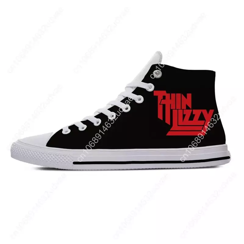 Lizzy 하드 록 밴드 얇은 패션, 인기있는 재미있는 캐주얼 천 신발, 하이탑 경량 통기성 3D 프린트, 남녀공용 스니커즈