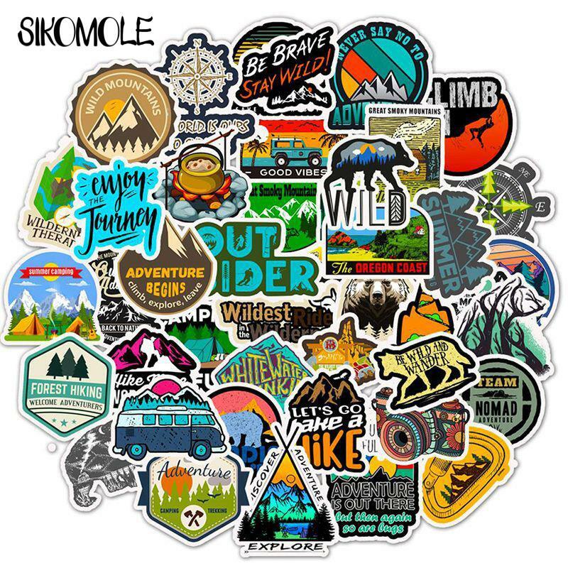 10/30/50PCS Cartoon Camping Travel Stickers Wilderness Adventure Outdoor Landscape DIY Laptop Suitcase Motor Decal Sticker F5