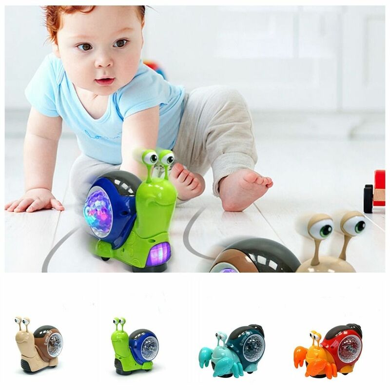 With Music LED Light Crab Walking Toys Early Education Plastic Dancing Hermit Crab Toys Walking Tummy Time Toy Snail Movable Toy