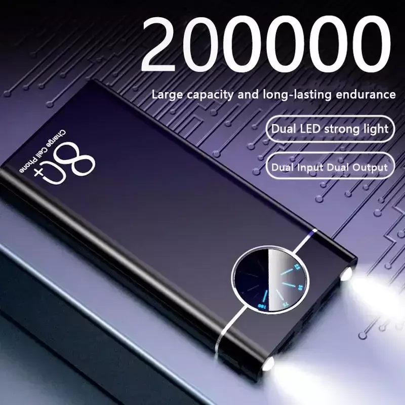 200000mAhPower Bank Super Fast Chargr PowerBank Portable Charger Digital Display External Battery Pack for iPhone Xiaomi Samsung