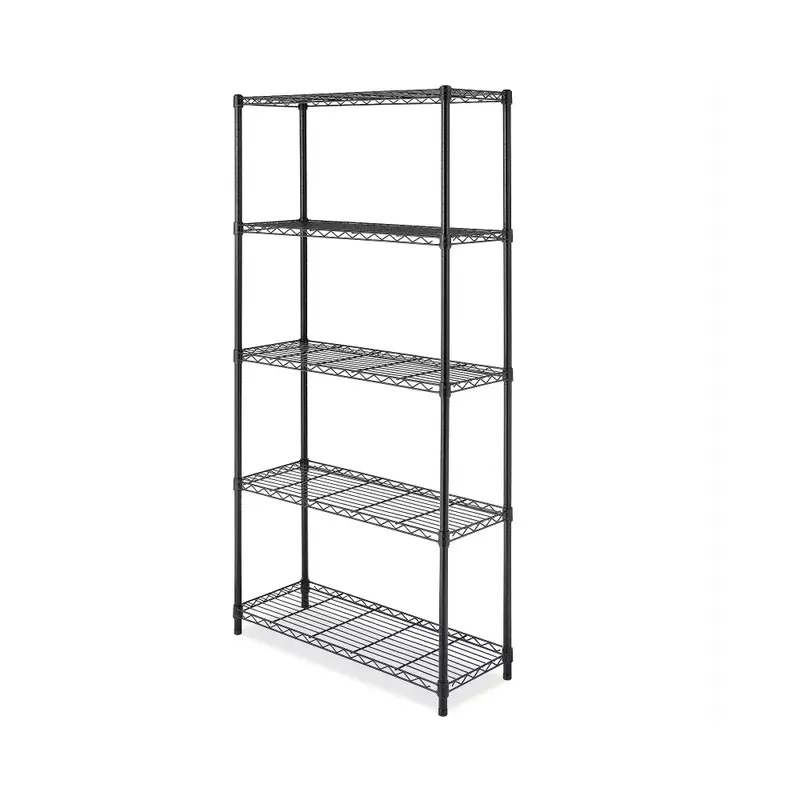 Whitmor Adjustable 36" W x 14"D x 72"H 5-Shelf  Metal with Plastic Connectors, Black, Adult Use