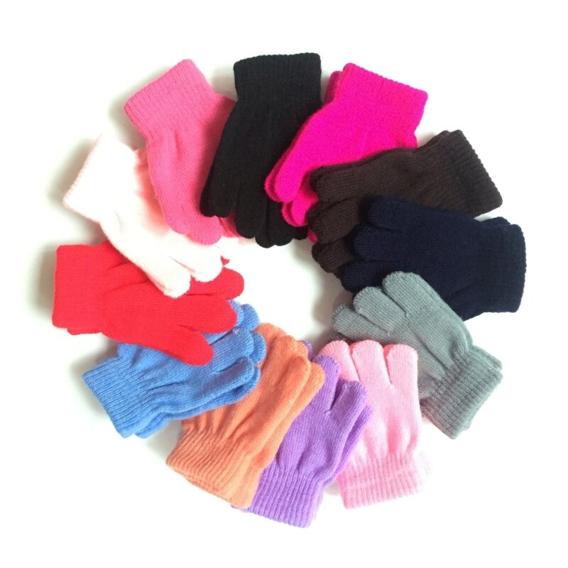 Kolorowe rękawiczki dziecięce Elastyczne rękawiczki dzianiny Ciepłe i modne rękawiczki zimowe Wygodne rękawiczki na zimę