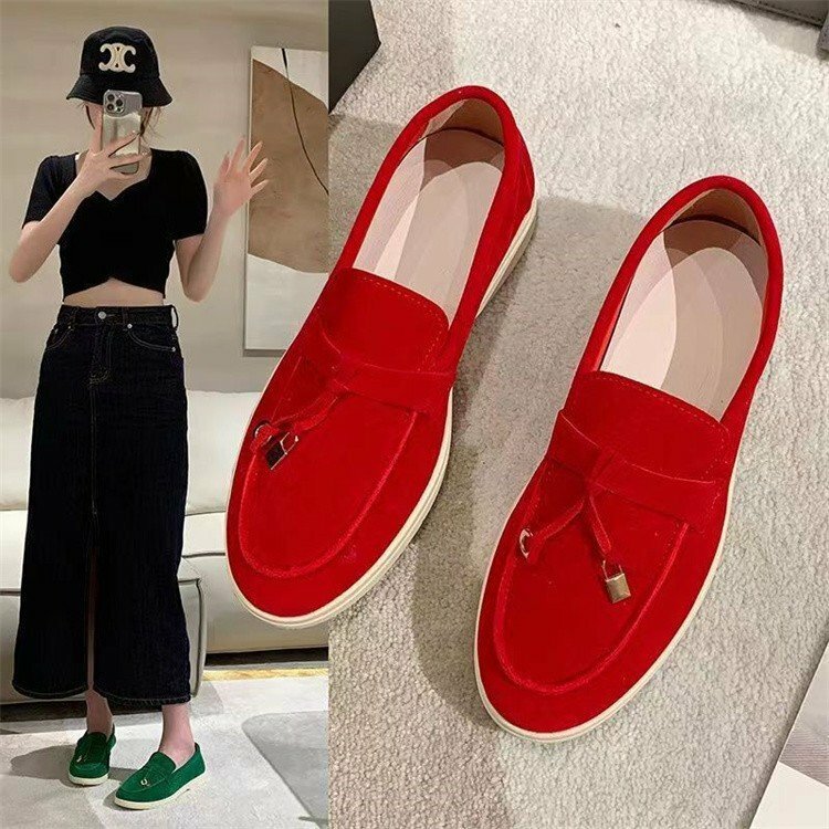 Summer New Women's Single Shoes One Step High Quality Lefu Bean Shoes Women's Small Fragrant Style Footwear Rubber tenis