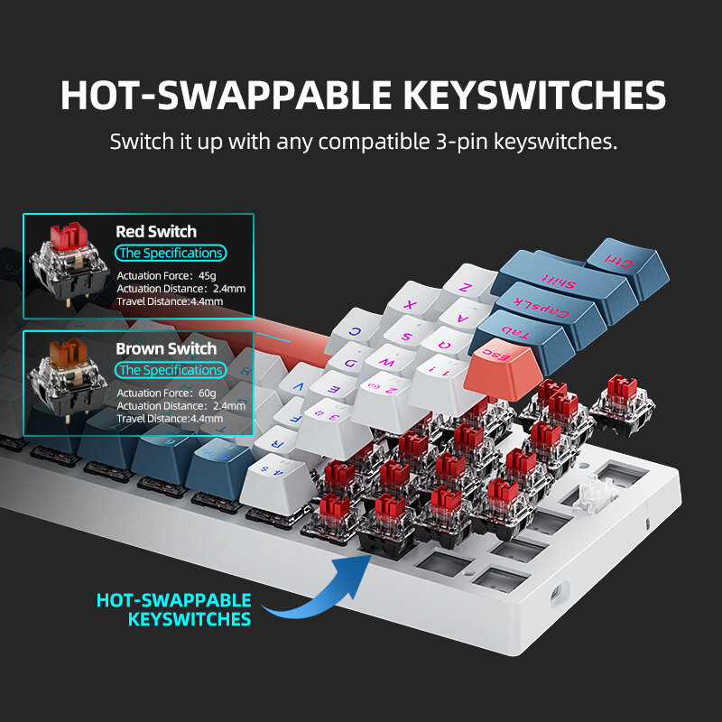 Machenike K500-B61 Mini Mechanical Keybaord 60% Form Factor 61Keys Gaming Keybaord Wired Full Key Hot-Swappable RGB Backlit