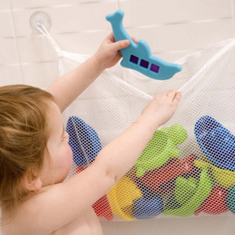 Baby Bathroom Mesh Bag Sucker Design Bath Toys Storage Bag Kids Toy Storage Mesh Toy Bag Net Infant Bathing Hanging Organizer
