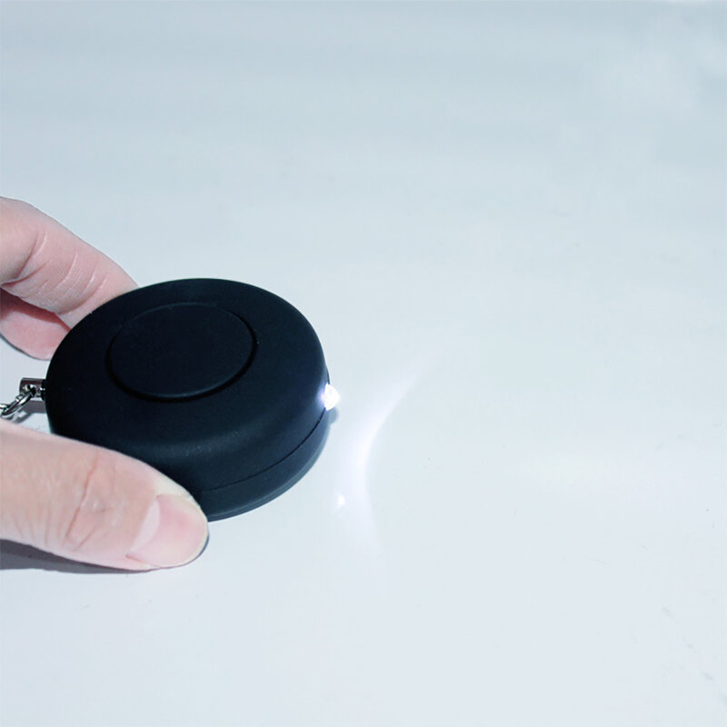 Gantungan kunci Alarm keselamatan pribadi lingkaran Mini, Gantungan Kunci Alarm 120 dB dengan senter LED untuk wanita anak perempuan orang tua luar ruangan