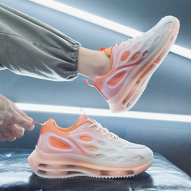 Zapatillas de correr transpirables con absorción de impacto para hombre, zapatos ligeros de malla para estudiantes, estilo coreano, a la moda, otoño, 2023