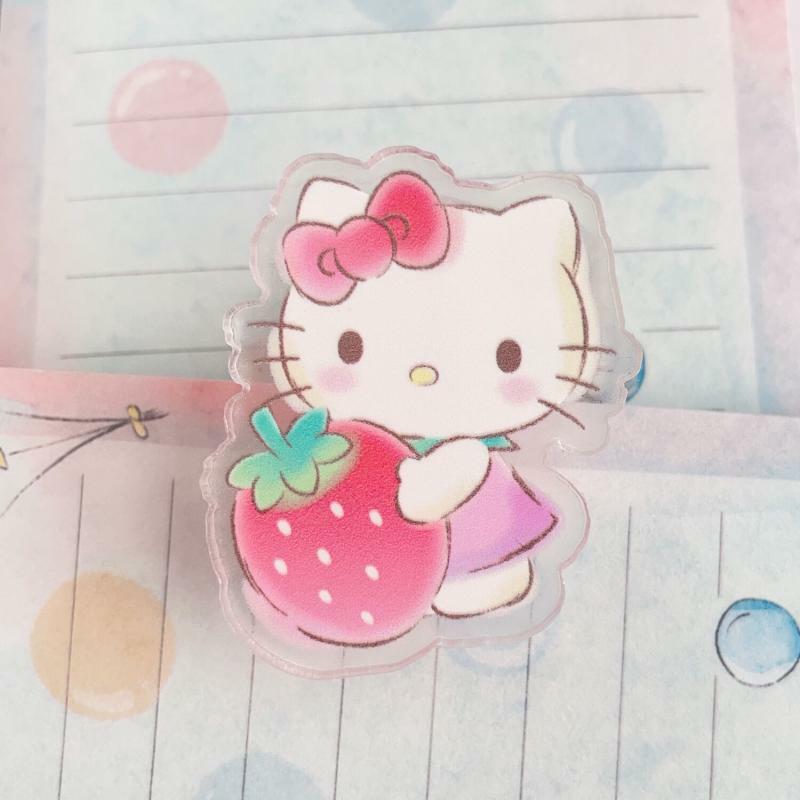 Sanrio Hello Kitty Kuromi Mymelody Cinnamoroll Pochacco popompurin Clip de sellado, abrazadera acrílica, juguetes de Anime para niñas