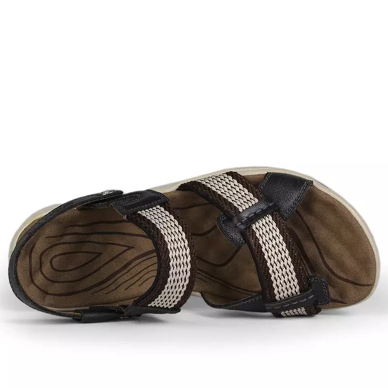 Sandálias romanas de couro genuíno masculinas, tênis confortáveis ao ar livre, sapatos de praia plus size, verão, nova marca