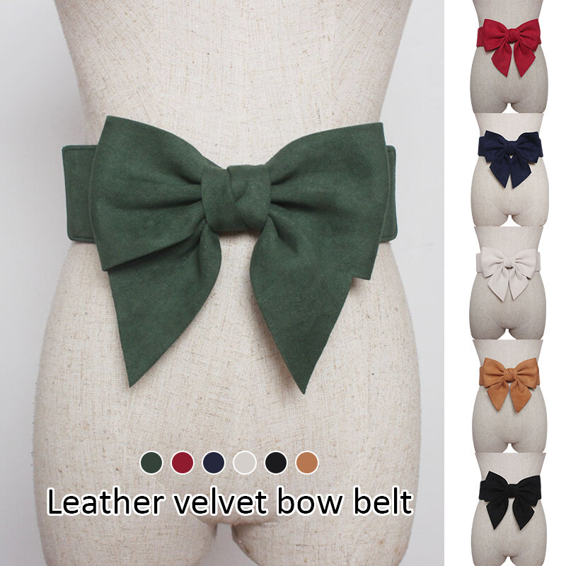 Cintura coreana Big Bow fascia in vita accessori per corsetto dolce Retro elastico in vita per la decorazione del vestito cintura per corsetto larga blu Navy