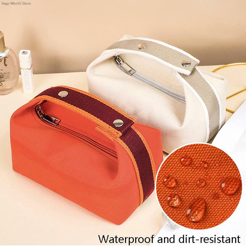 1 buah tas kosmetik wanita mode baru tas penyimpanan kapasitas besar portabel tas kosmetik perjalanan kantung Makeup kanvas tahan air