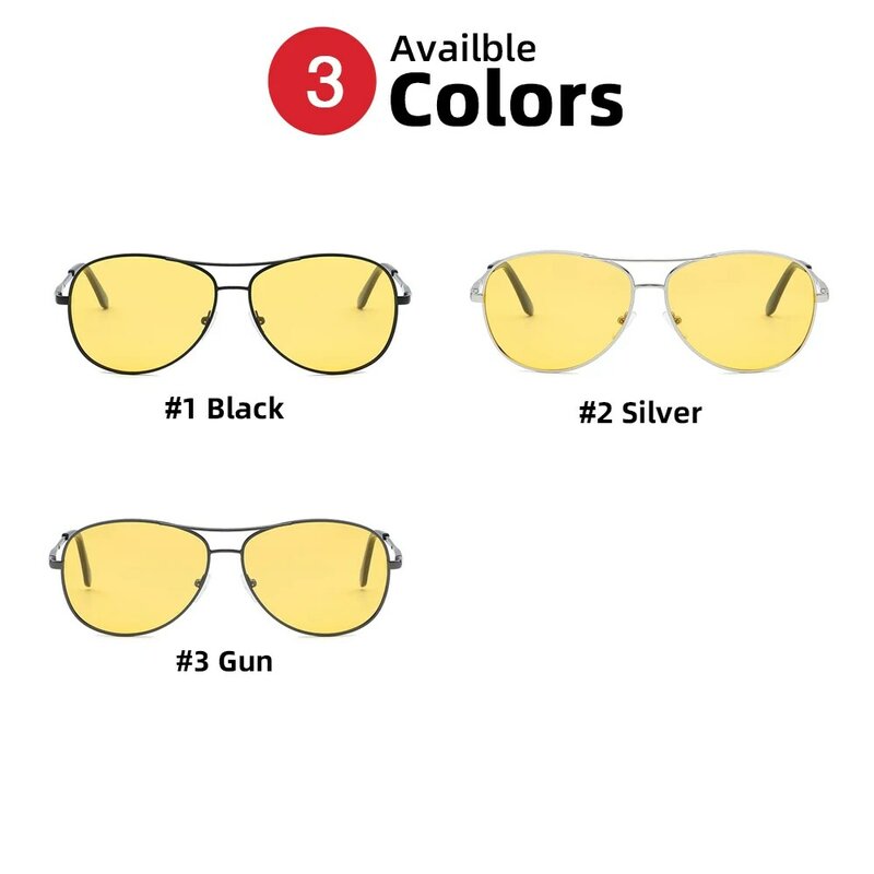 VIVIBEE-Óculos de visão noturna piloto para dirigir, lente UV400 polarizada amarela, óculos de aviação para homens