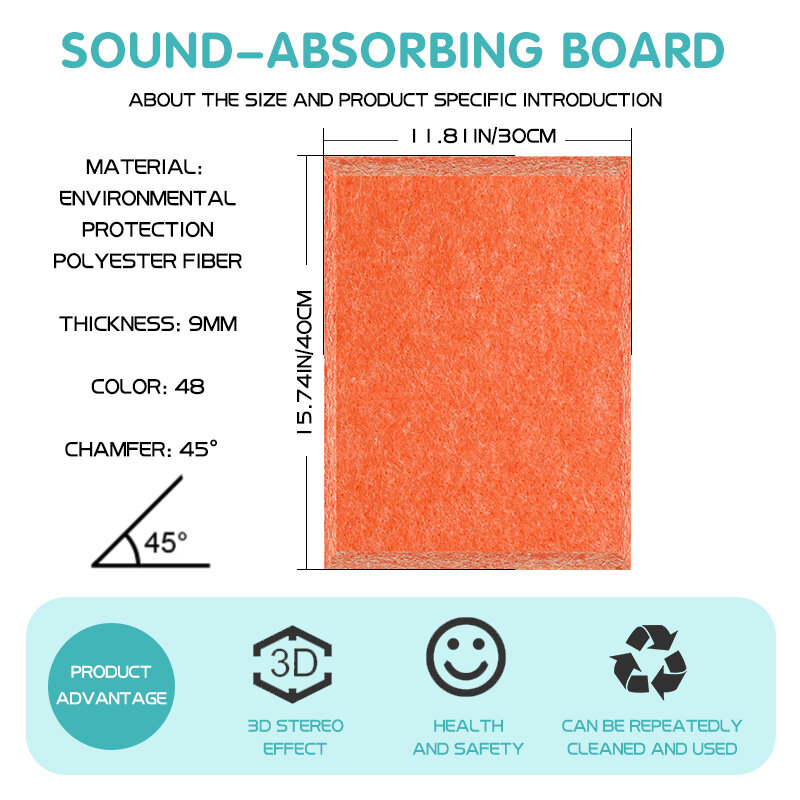 3Pcs สี่เหลี่ยมผืนผ้า Strong Sound Proof Acoustic Panel Soundproofing ผนังสำนักงานห้องประชุม Entertainment เนอสเซอรี่เครื่องตกแต่งฝาผนัง