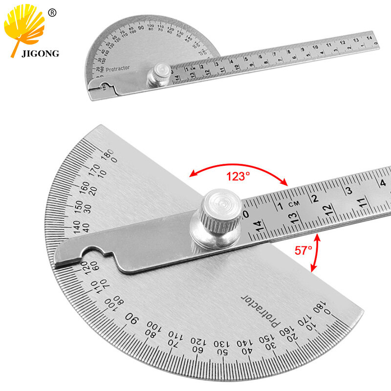 Régua de medição do medidor do ângulo do aço inoxidável, ferramenta mecânica giratória, 145mm, 180 transferidor