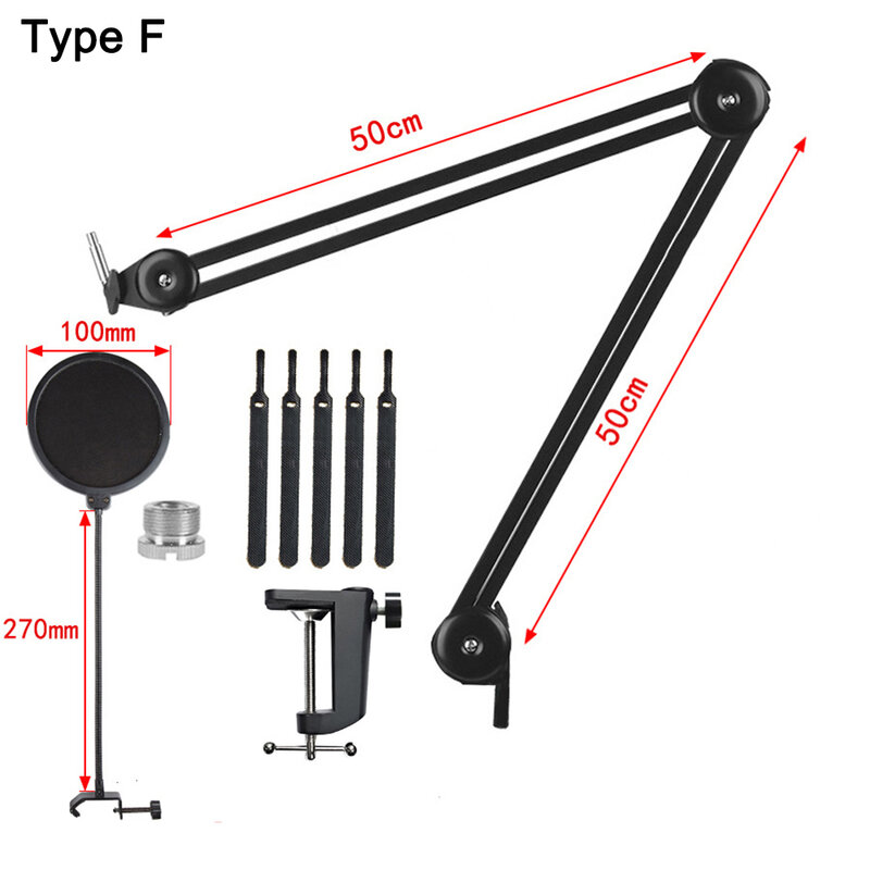 New Microphone Boom Arm Stand Heavy Duty Cantilever Bracket Tripod Adjustable Suspension Scissor Spring Built-in Mic Stand