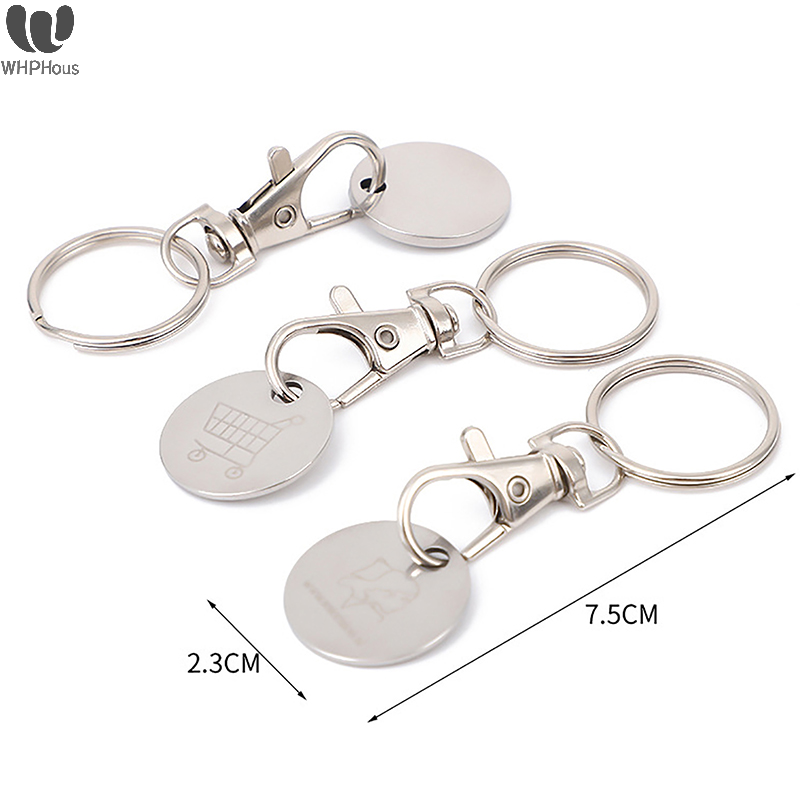 Shopping Trolley Key Ring Token Chip With Carabiner Hook Alloy Portable Charm Bag Phone Pendant Supermarket Keychains