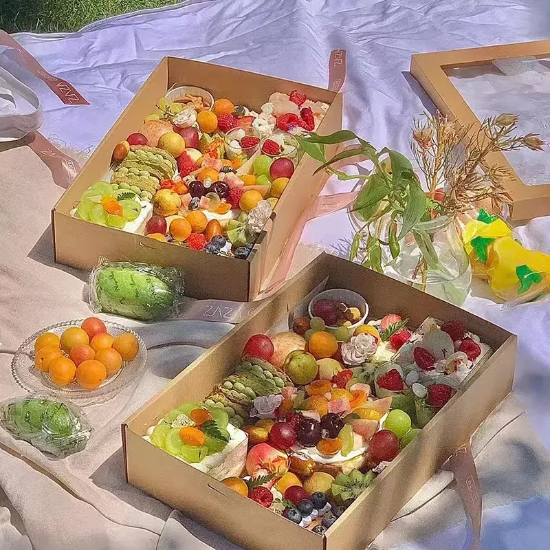 Spersonalizowany produkt pudełko piknikowe na herbatę wiosenne pudełko na prezent tarta kanapka deser pudełko z papieru Kraft