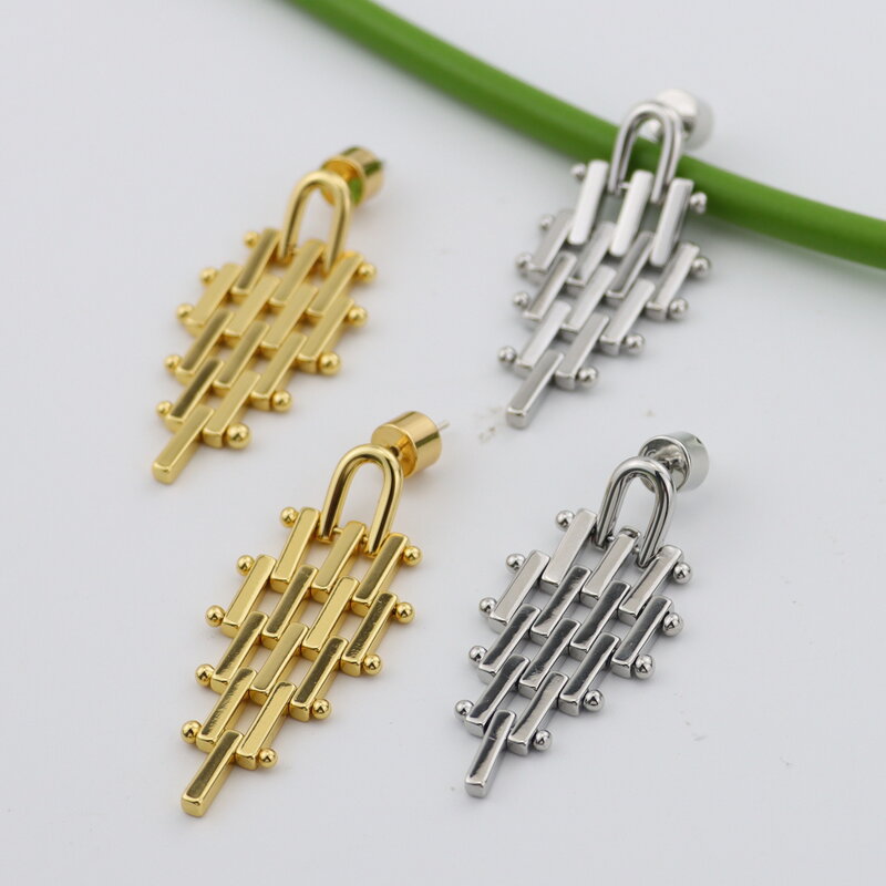 Metal Cool Style Gold Plated Long Geometric Shape Earrings, Premium Fashion Atmosphere Earrings