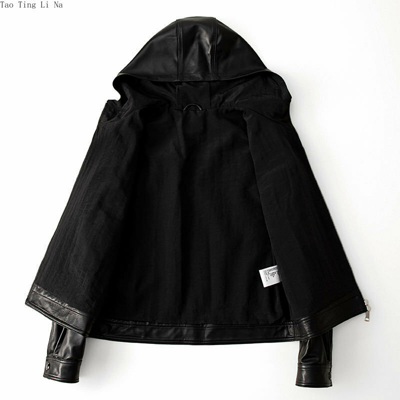 2023 Genuine Sheepskin Casual Leather Coat Spring New Women Fashion Jacket H1