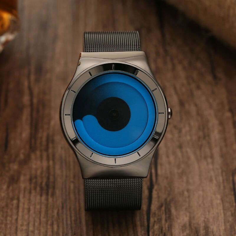 Gorben Creative Color Rotating Dial Men's Watch Especial Sem Ponteiro Design Tendência Versátil Relógio de Presente Relógio 2022 Novo QP017