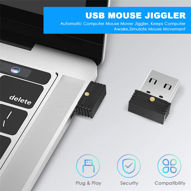Jiggler de souris d'ordinateur automatique USB, simule le mouvement de la souris, garde l'ordinateur éveillé