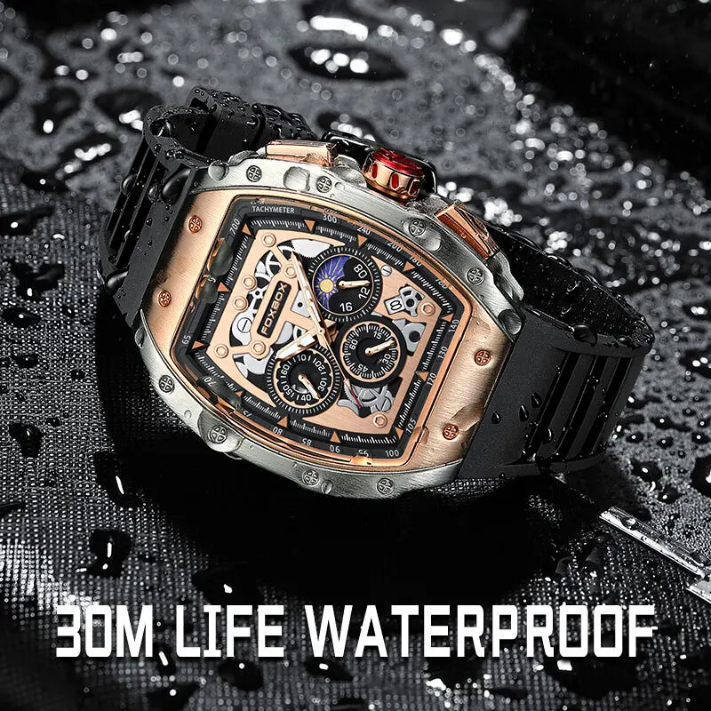 Relogio Masculino LIGE 남성용 방수 석영 손목 시계, 폭스 박스 브랜드, 럭셔리 날짜 스포츠 실리콘 시계