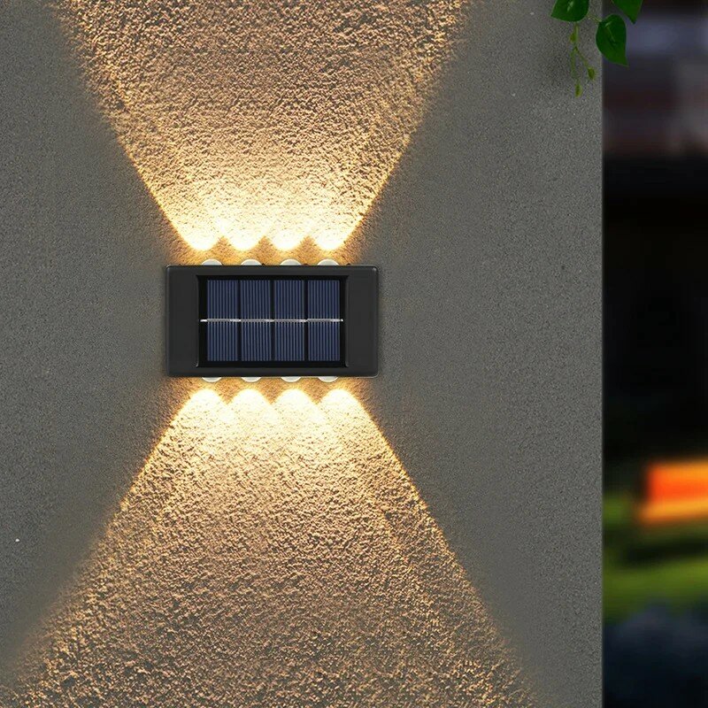 Настенный уличный светильник на солнечной батарее, 10 светодиодов, водонепроницаемое освещение вверх и вниз для украшения сада, лестницы, забора, Солнечный свет
