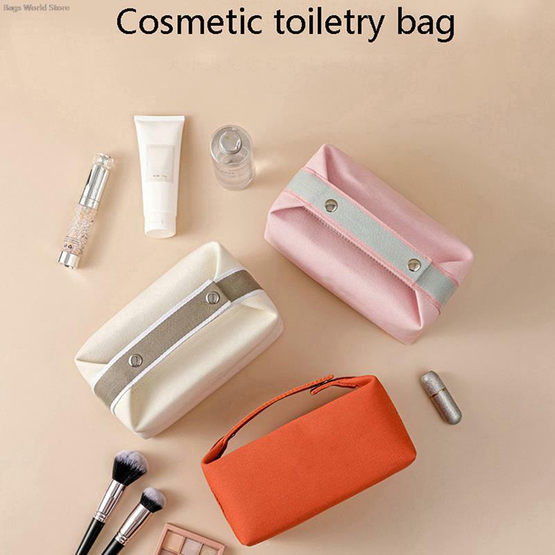 Bolsa de cosméticos portátil para mujer, bolsa de almacenamiento de gran capacidad, bolsa de maquillaje de lona impermeable, bolsa de cosméticos de viaje, nueva moda, 1pc