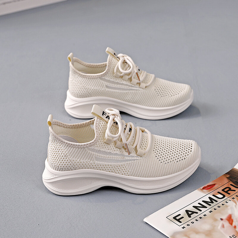 Shoes for Women Fashion Mesh Women's Vulcanize Shoes Summer Breathable Women Sneakers Solid Lace Up Ladies Casual Sneakers