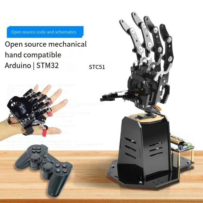 Kit STEM Robot bionik, Manipulator tangan telapak tangan untuk Arduino Stm32 Robot yang dapat diprogram sumber terbuka Kit pendidikan lima tangan dengan Ps2