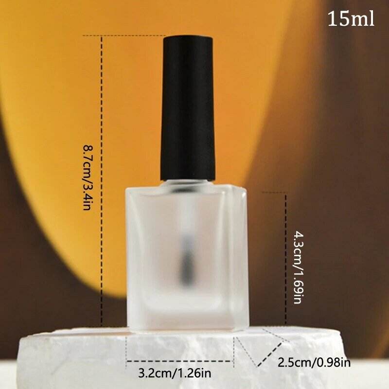 15ml Empty Frosted Round Nail Polish Bottle With Portable Brush Nail Art Container Glass Nail Oil Bottles Light-Resistant