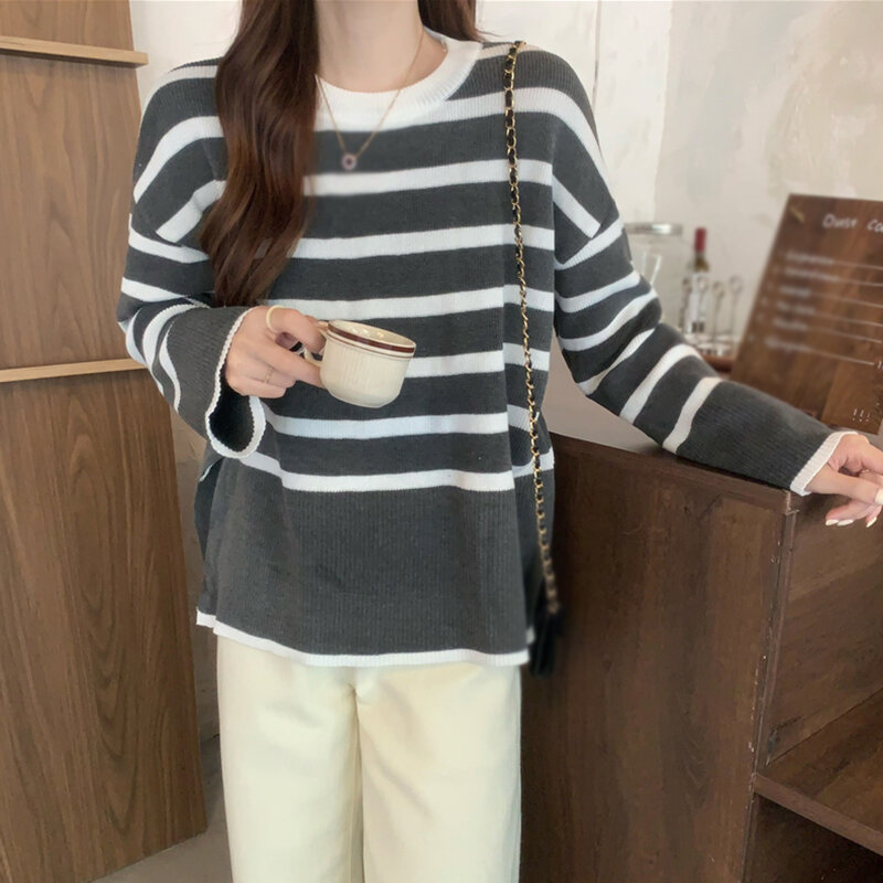 Knitted Pullover Sweater Retro Women's Pullover Top Autumn Winter Casual Loose