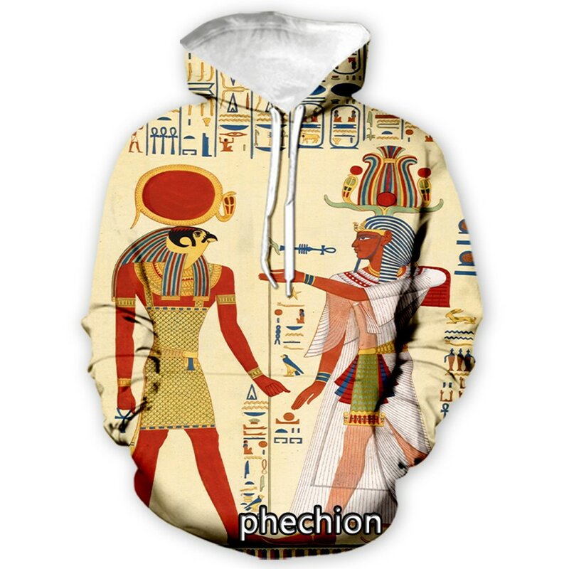 Phechion ใหม่ผู้ชาย/ผู้หญิงสัญลักษณ์อียิปต์ฟาโรห์3D พิมพ์เสื้อผ้าแขนยาวเสื้อกันหนาวแฟชั่น Hoodies ผู้ชายกางเกงกีฬายาว P28