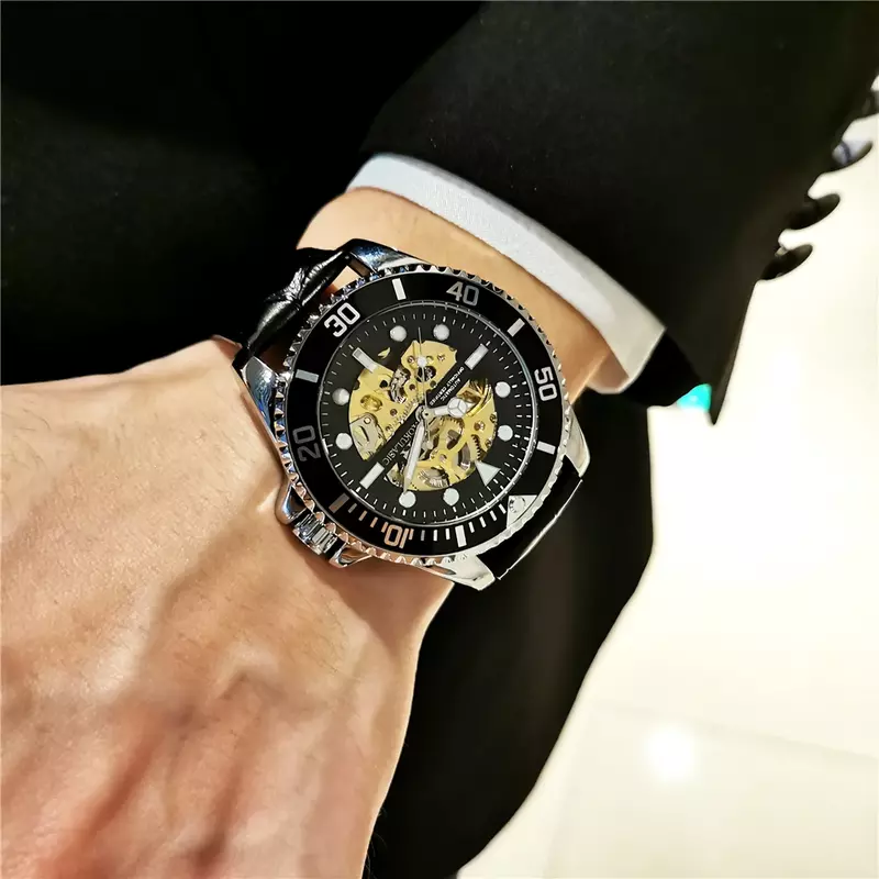 AOKULASIC 2023 Top Brand Male Luxury Mechanical Watches Automatic Watch Wrist Mens Hollow Out Clock Luminous Watch For Man Gift