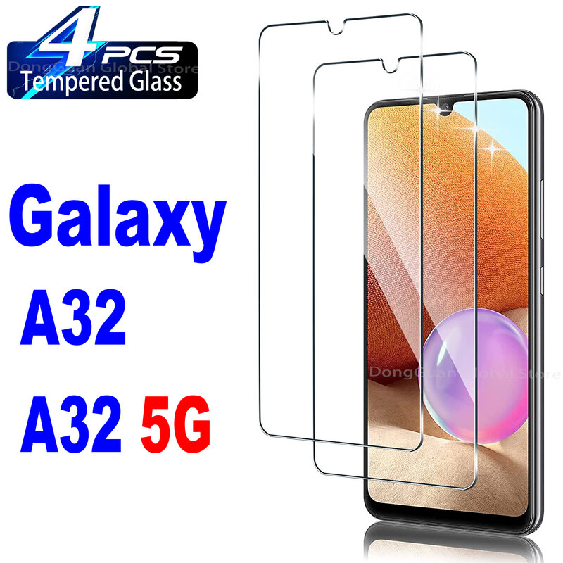 Lot de 2 ou 4 films protecteurs d'écran en verre, pour Samsung Galaxy A32 5G 4G