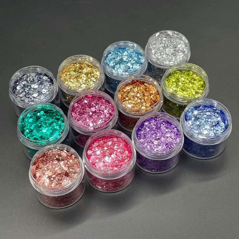 10g/Bag Holographic Pure Shiny Glitter Flakes Sparkly Chunky Iridescent Gold Silver Metallic Mermaid Nail Art Powder Sequinse