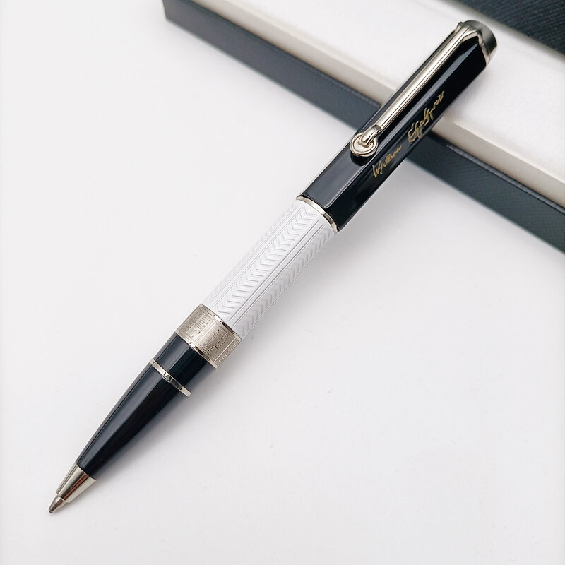 TS Great William-Bolígrafo MB de lujo, bolígrafo de fibra de Metal dorado y plateado, blanco y negro, clásico para oficina con número de serie