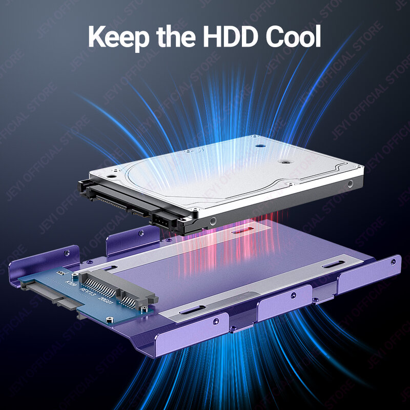 JEYI SSD HDD 하드 드라이브 어댑터 베이 거치대 장착 브래킷 캐디 트레이, 2.5 인치 HDD, SSD, 7mm, 9.5mm, 12.5mm, 2.5 "to 3.5"