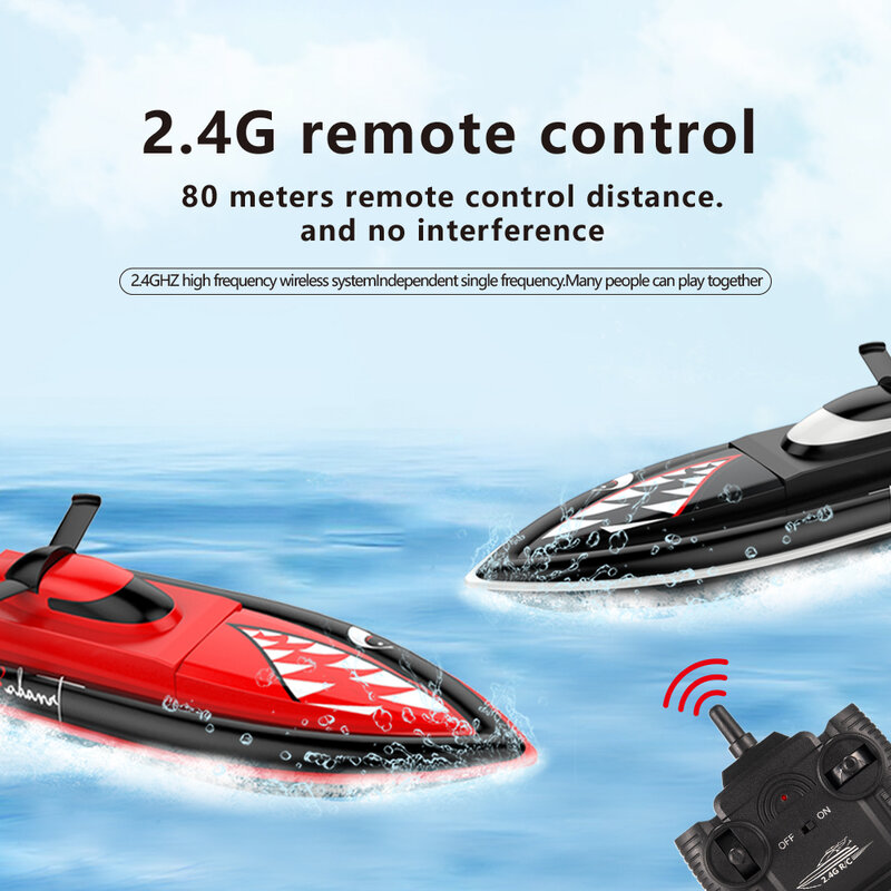 Barco de juguete con Control remoto para niños, barco de tiburón de alta velocidad, yate de carreras, piscina, juguete de regalo, 2,4G