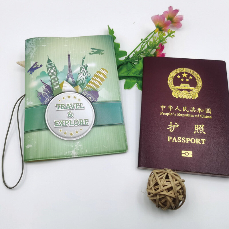 World Trip pejzaż etui na paszport ze skóry Pu okładka na paszport mężczyzn kobiet paszport podróże etui na uchwyt uchwyty na karta bankowa portfela